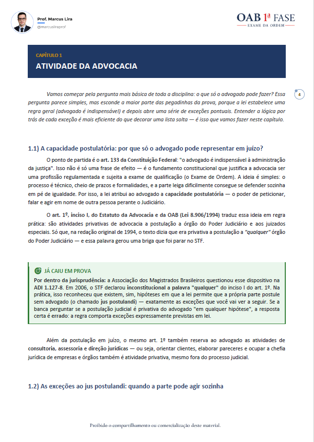 Página do capítulo 1 — Atividade da Advocacia