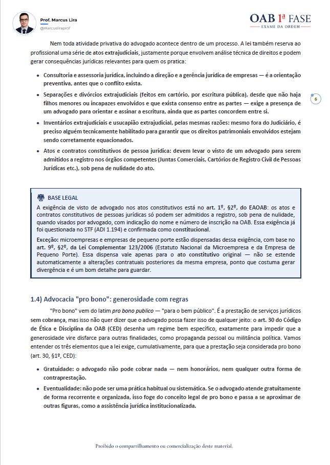 Página do capítulo 1 — atos extrajudiciais e advocacia pro bono