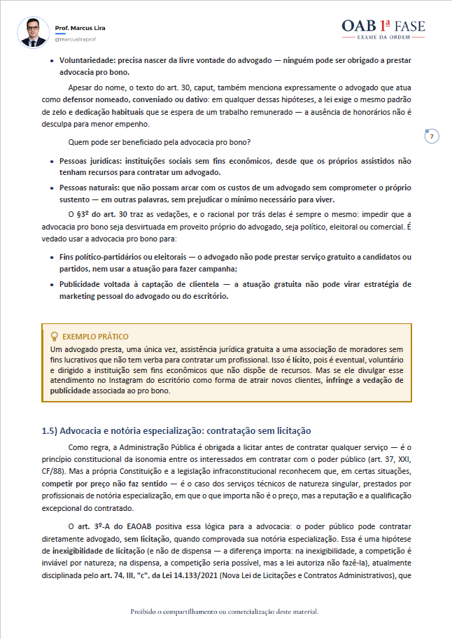 Página do capítulo 1 — advocacia pro bono e notória especialização